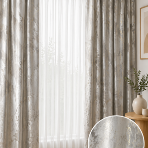 Draperie CATIFEA PITON BLACKOUT GRI CU AURIU