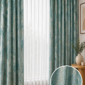 Draperie CATIFEA PITON BLACKOUT TURCOAZ CU AURIU
